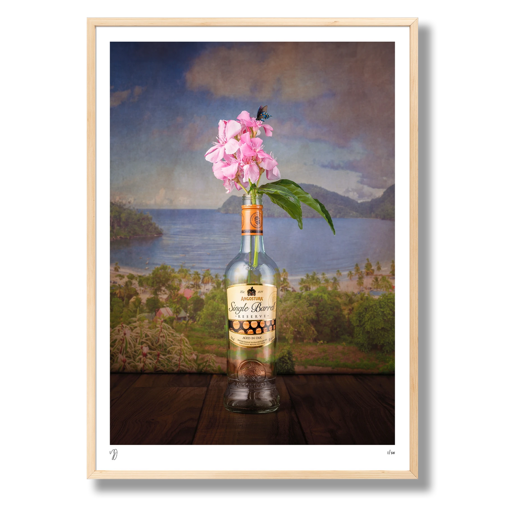 A fine art print of Angostura Single Barrel Reserve in an oak frame